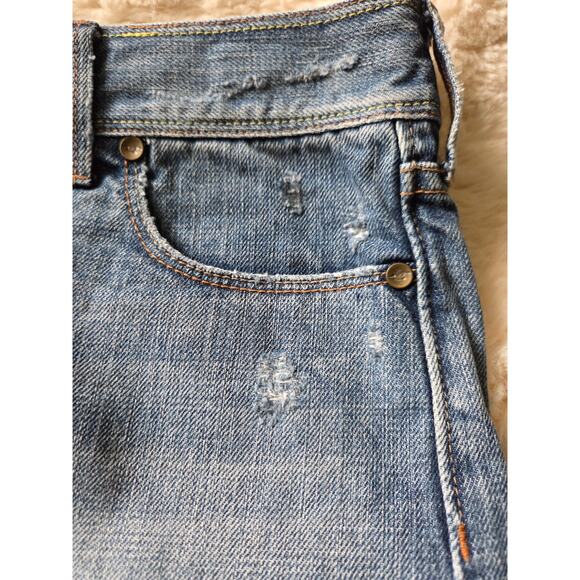 VTG y2k Hollister Low Rise Mini Distressed Frayed Denim Skirt Size 5 - Picture 6 of 10